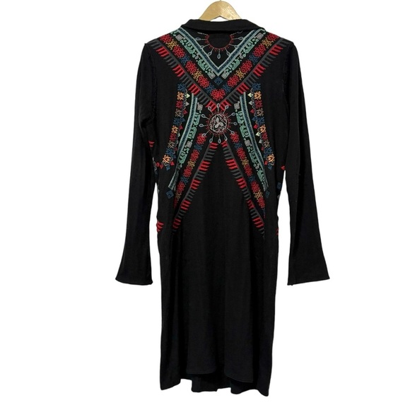 Biya Johnny Was Black Multicolor Knit Embroidered Cardigan Size Medium Boho - Picture 2 of 6